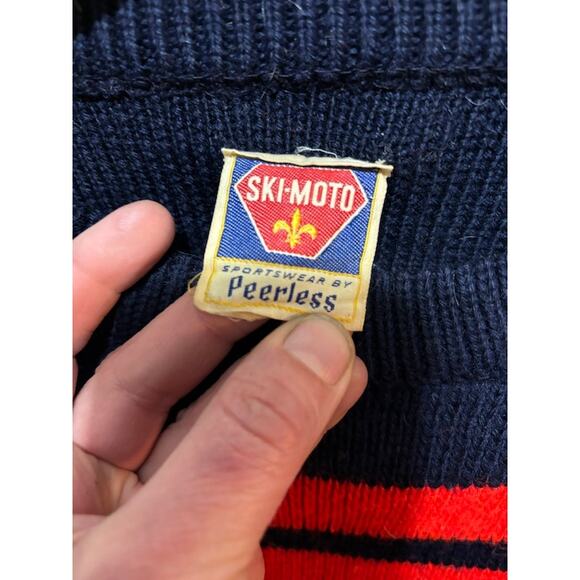 Vintage Ski-Moto Sweater Sportswear by Peerless Ski Wool Red Black. Mens medium - Picture 4 of 6